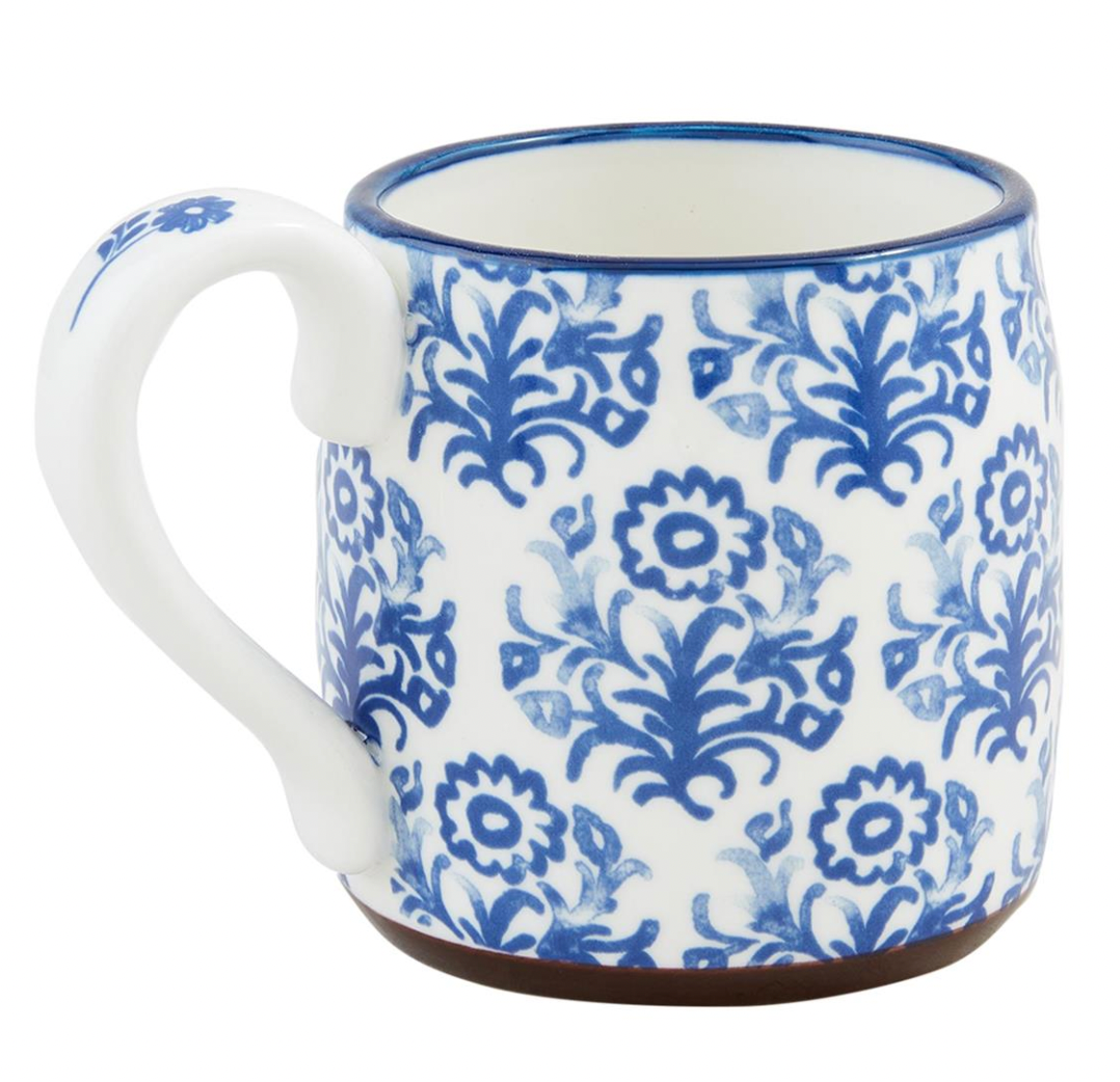 Vine Rim Blue Floral Mug