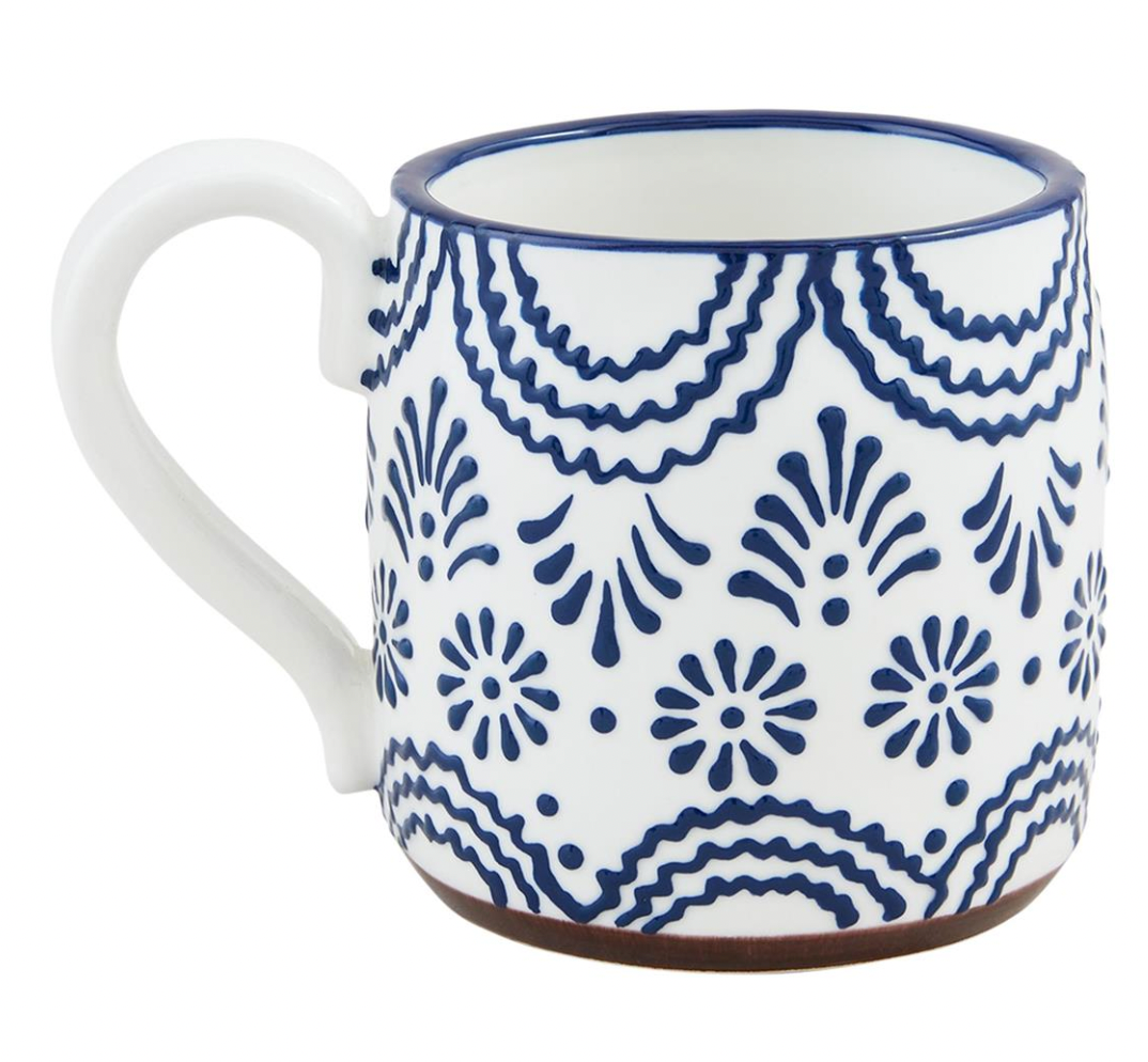 Wavy Line Blue Floral Mug