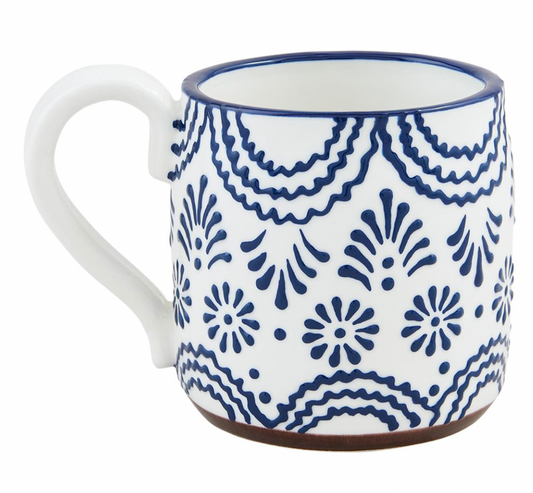 Wavy Line Blue Floral Mug