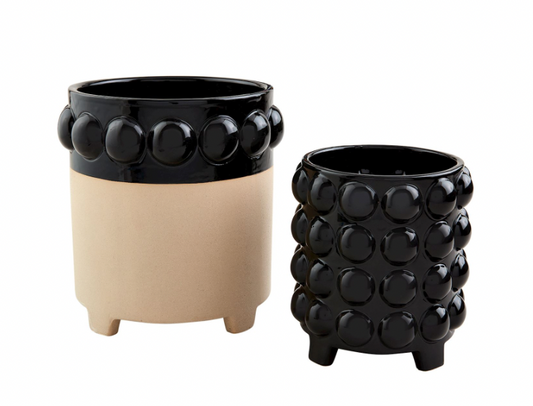 BLACK BEAD FLOWER POT SET