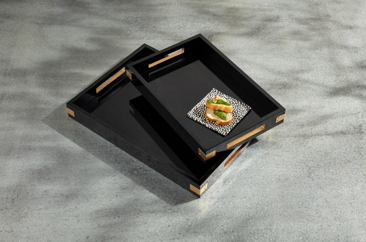 BLACK LACQUER TRAY SET