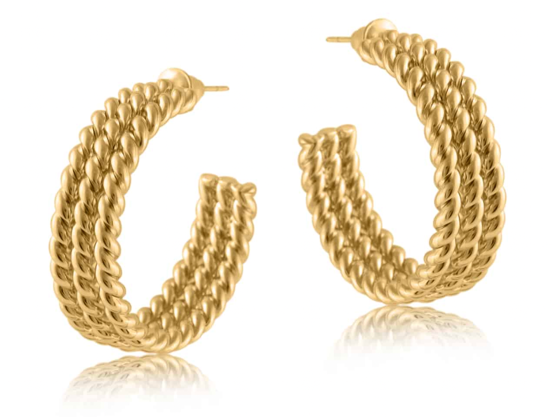 Petra Chain Chunky Plated Brass Hoop Earring 2129