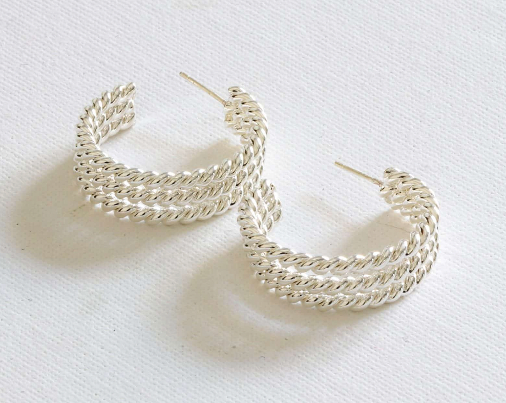 Petra Chain Chunky Plated Brass Hoop Earring 2129