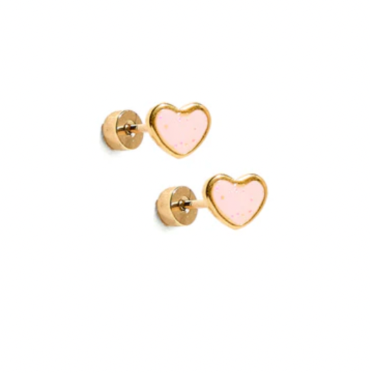 Flatback Stud - Nora Heart - Pink