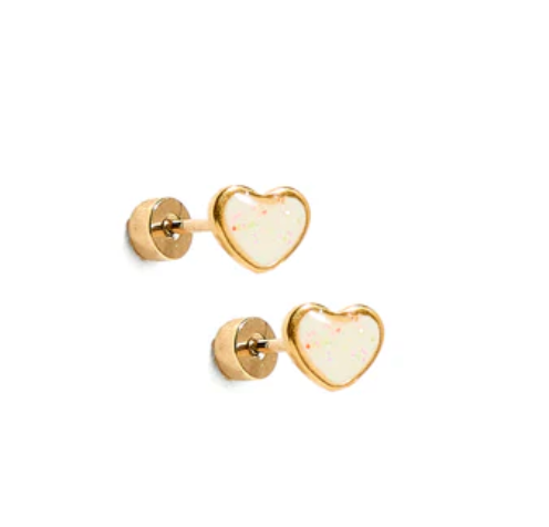 Flatback Stud - Nora Heart - White