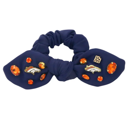 Denver Broncos Navy Logo Bow Scrunchie