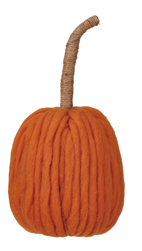 Wool Pumpkin w/ Jute Wrapped Stem, Orange Color