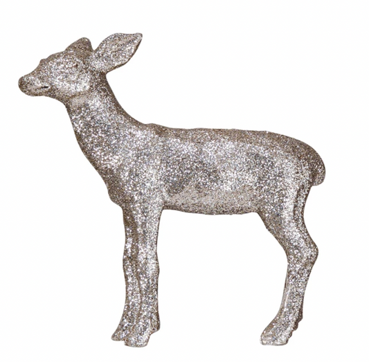 Resin Deer w/ Glitter, Silver Finish