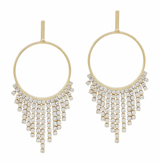 Stud Open Circle with Rhinestone Crystal Drop Earring