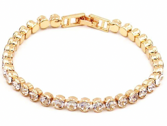 Gold Circle Rhinestone 7.5" Bracelet