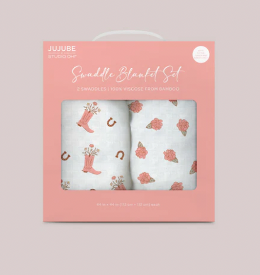 2-Pack Square Swaddle Blanket Set - Bloomin' Boot