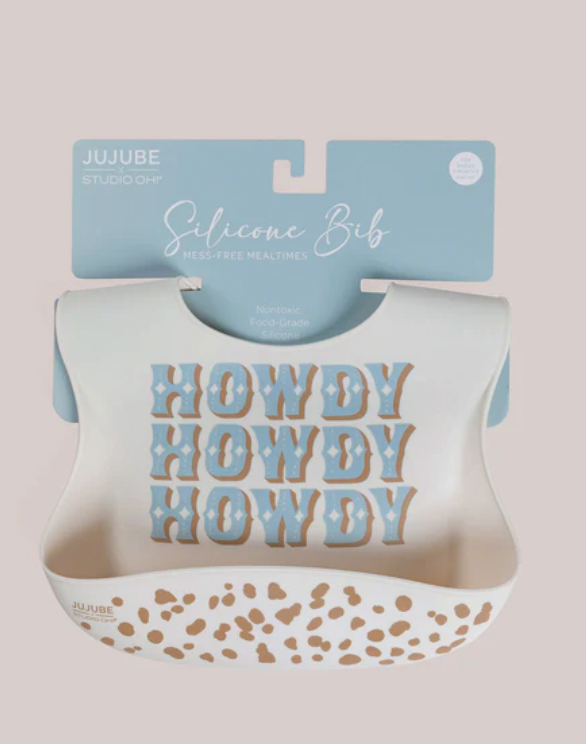 Silicone Bib - Howdy Partner Blue by Caroline Alfreds