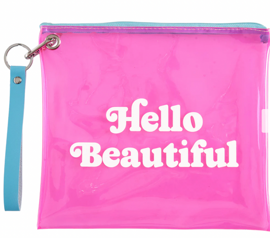 Hello Beautiful Clear Wristlet Bag