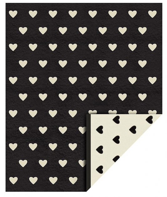 Cozy Blanket - Black/Ivory Heart