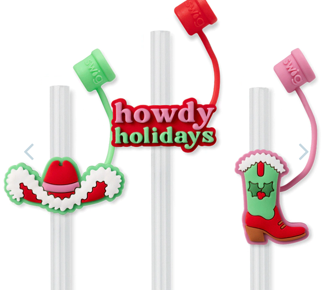 Howdy Holidays Straw Topper Set