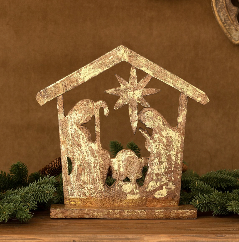 Wooden Carved Tabletop Nativity