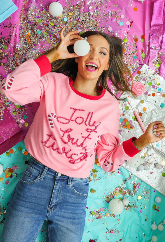 Jolly but Twisted Pink Sweatshirt