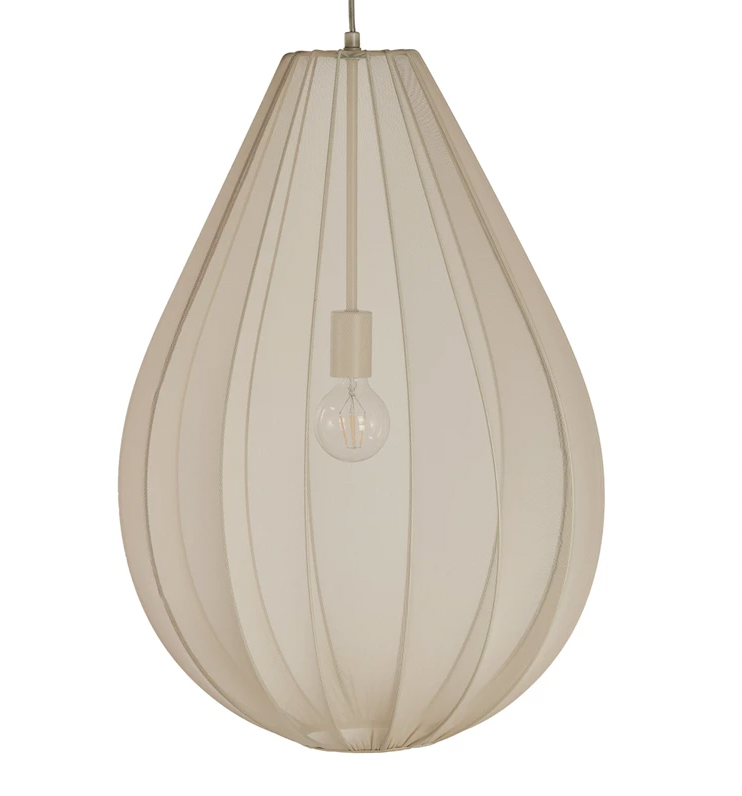 Fabric & Wire Pendant Lamp, 6' Cord, Cream Color