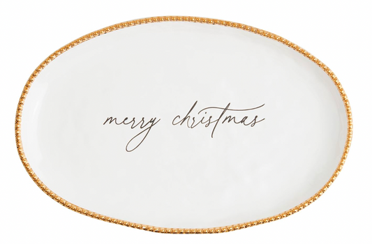 Merry Christmas Gold Bead Platter