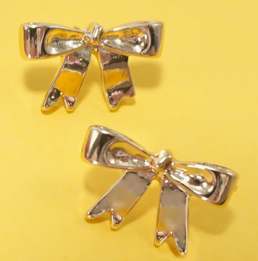 Radiant Gold Modern Bow Earrings