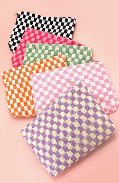 Travel Checker Makeup Cosmetic Pouch Bag