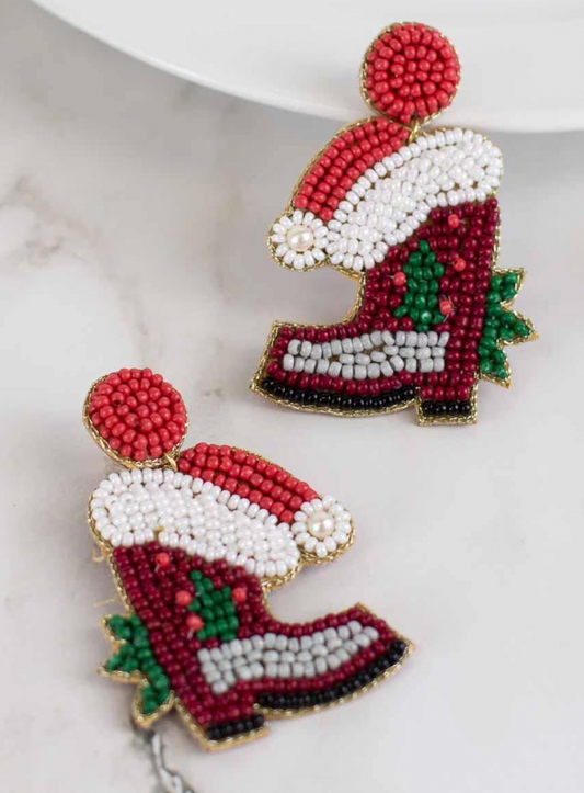 Howdy Christmas Beaded Earrings