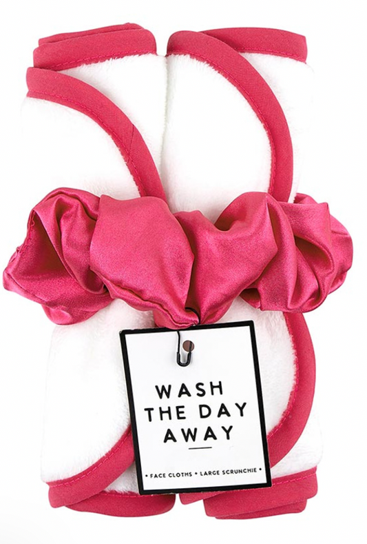 Face cloth + Scrunchie Set - Hot Pink