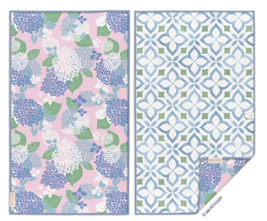 Hydrangea Tile Microfiber Towel