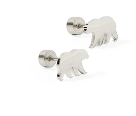 Screwback Stud- Grizzly Bear- Silver