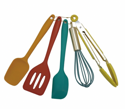 S/5 8-1/4"H Silicone & Metal