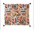 Recycled Cotton Blend Printed Throw w/ Abstract Pattern & Tassels
