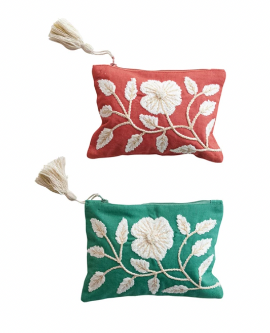 Cotton Pouch w/ Tassel & Interior Coating, 2 Colors