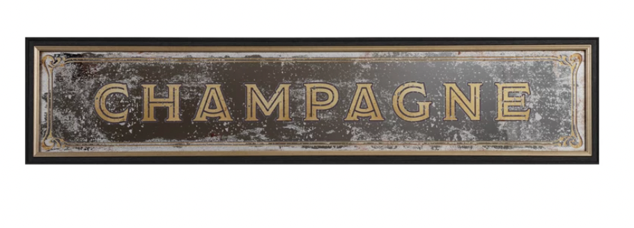 Plastic & MDF Framed Wall Décor with Antique Mirror "Champagne"
