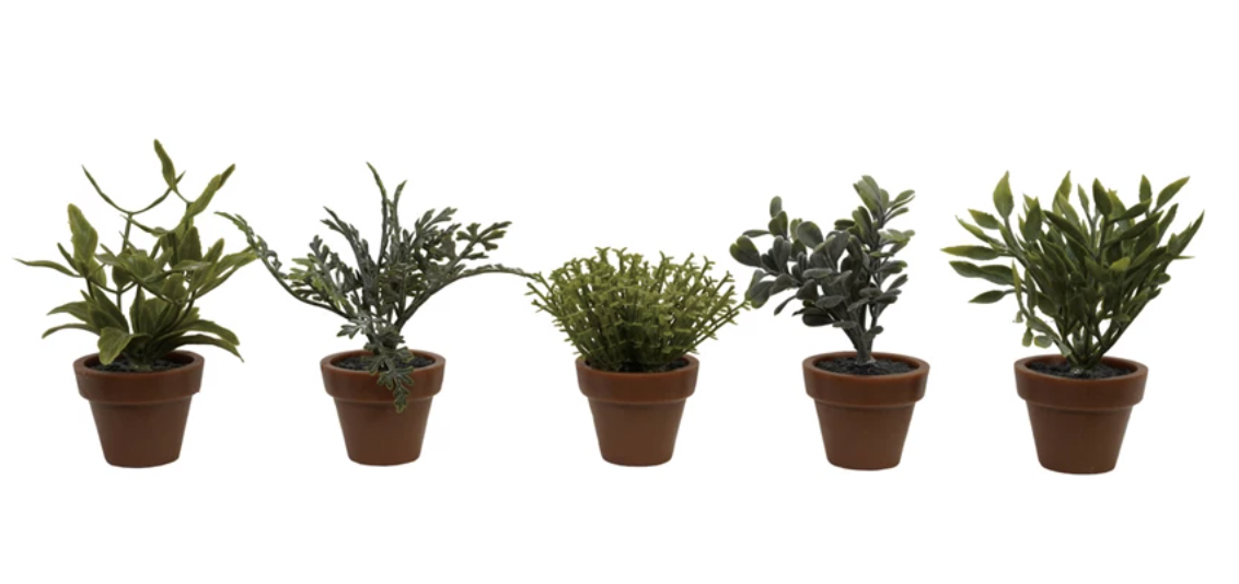 Faux Plant in Plastic Pot, 5 Styles