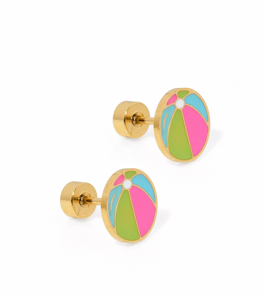 Screwback Stud Earrings - Beach Ball
