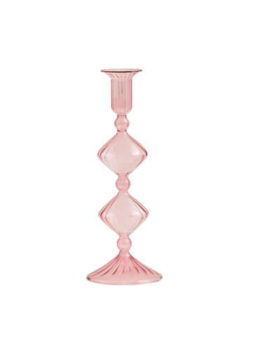 Pink Glass Taper Holder
