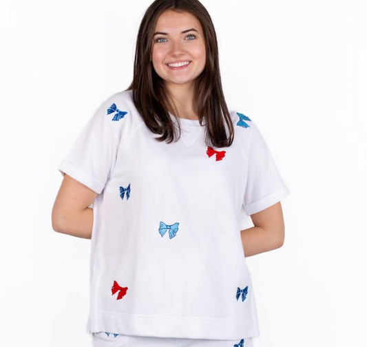 Patriotic Bows Short Sleeve Top
