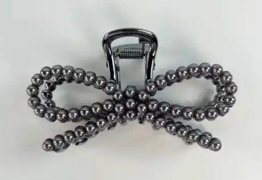 Faux Pearl Bow Clip
