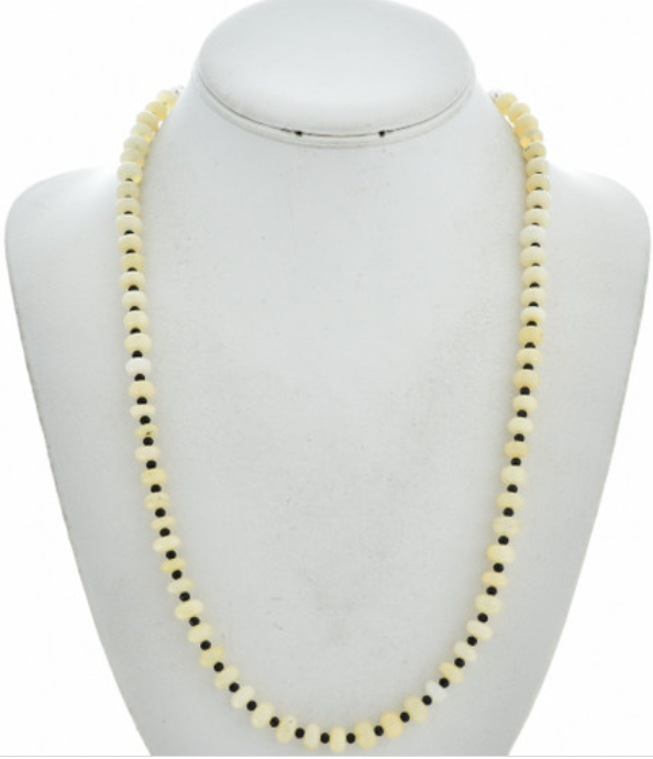 Native American Opal Black Spinel Necklace 22" Long 1319