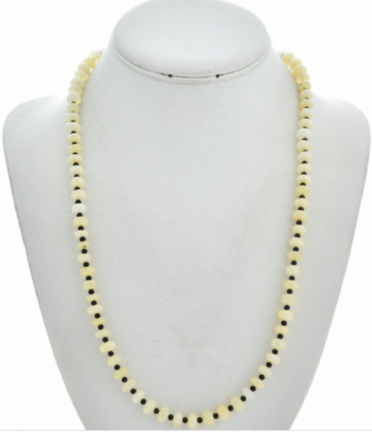 Native American Opal Black Spinel Necklace 22" Long 1319