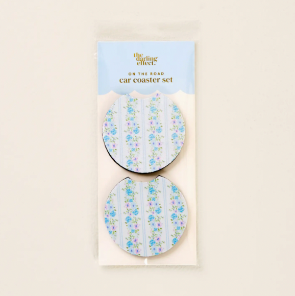 On the Road Car Coaster Set-Petal Parade Blue