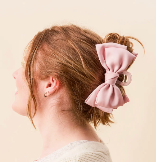Satin Bow Claw Clip- Blush