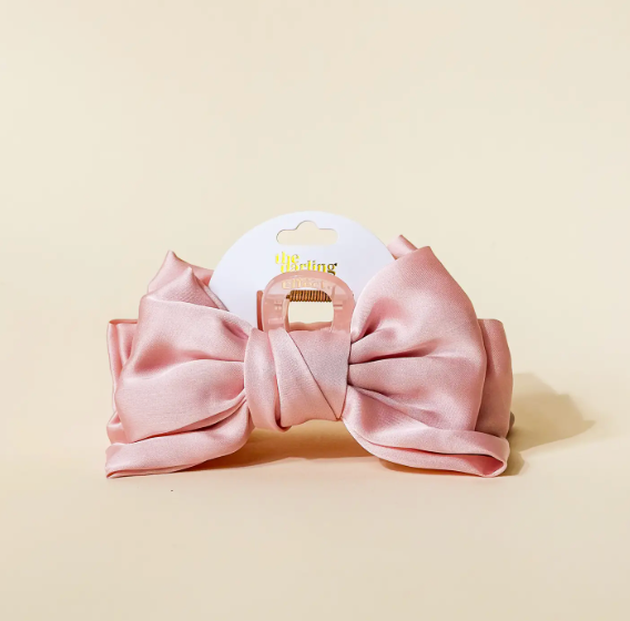Satin Bow Claw Clip- Blush