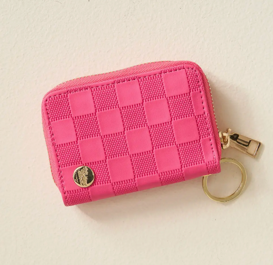 Zip Around Wallet-Hot Pink Check
