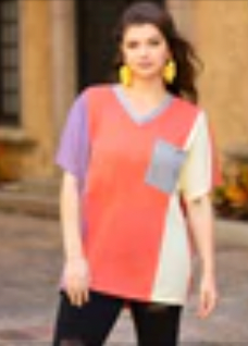 Triblend Color Block V-Neck Top