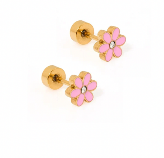 Screwback Stud Earrings - Alli Pink