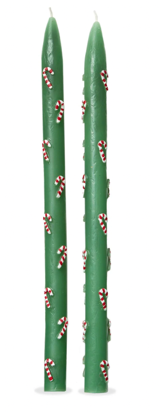 Candy Cane Hand Painted Taper Set Of 2