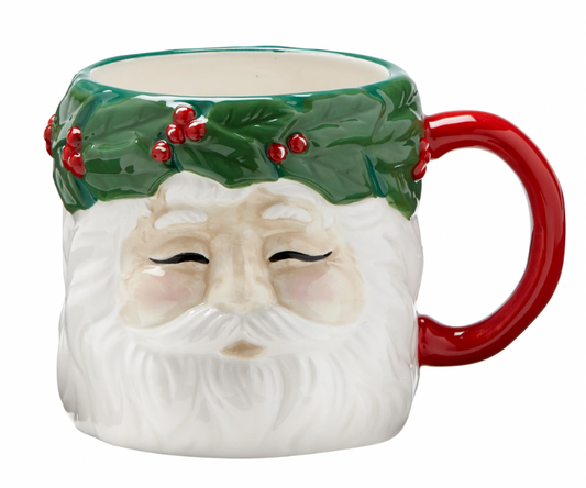 Vintage Santa With Wreath Mug