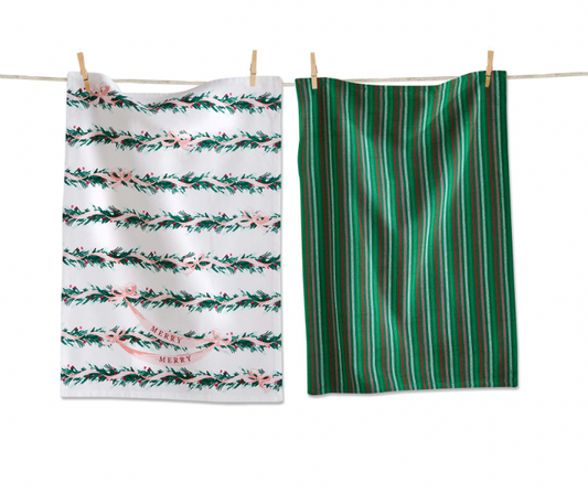 Very Merry Garland Dishtowel Set Of 2