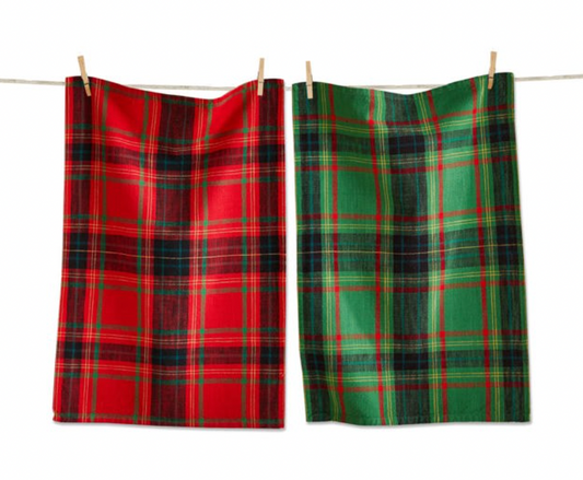 HOLIDAY PLAID DISHTOWEL SET/2